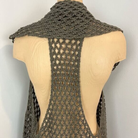 Vintage Women’s One Size Knit Crotchet Cardigan Shawl Wrap Fishnet Grunge - Picture 9 of 10